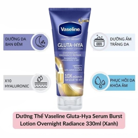 Sữa Dưỡng Thể Trắng Da Ban Đêm Vaseline Healthy Bright Gluta-Hya Serum Burst Lotion 10x 300ml