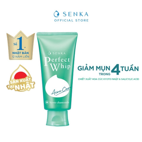 Sữa Rửa Mặt Tạo Bọt Dành Cho Da Mụn Senka Perfect Whip Acne Care 100g