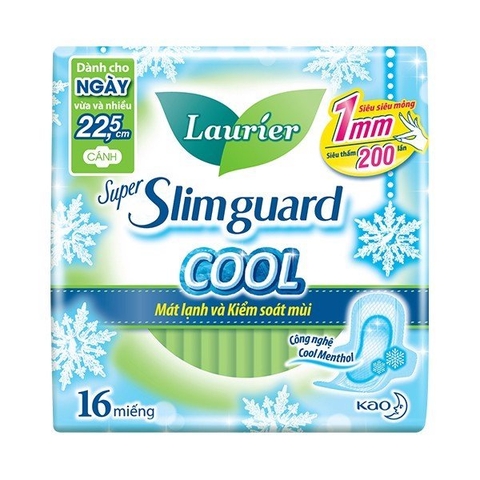 Băng Vệ Sinh Siêu Mỏng Cánh Mát Lạnh Laurier Super Slimguard Cool 22.5cm - 16 Miếng