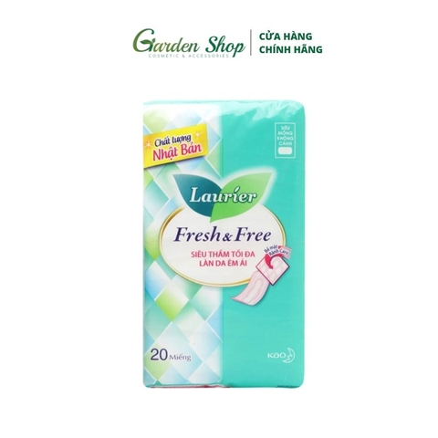 Băng Vệ Sinh Laurier Fresh & Free Siêu Mỏng Có Cánh 20 Miếng