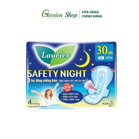 Băng Vệ Sinh Laurier Safety Night Ban Đêm 30cm 4 Miếng