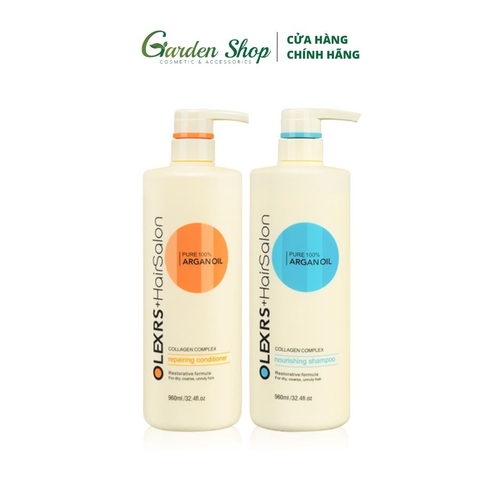 Dầu Gội & Dầu Xả Phục Hồi Tóc Cao Cấp Olexrs HairSalon Argan Oil Collagen Complex 960ml
