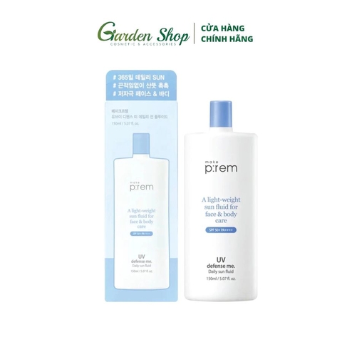 Kem Chống Nắng Toàn Thân Dịu Nhẹ Make P:rem UV Defense Me Daily Sun Fluid Sun SPF50+ PA++++ 150ml
