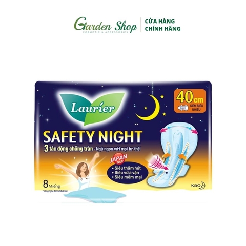 Băng Vệ Sinh Laurier Safety Night Ban Đêm 40cm 8 Miếng