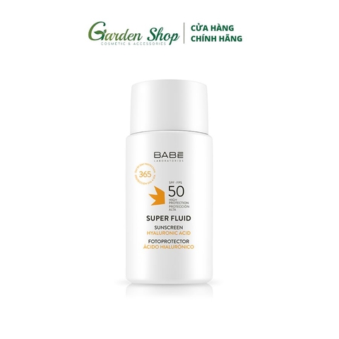 Kem Chống Nắng Phổ Rộng Cho Da Khô BABE Super Fluid Sunscreen Hyaluronic Acid SPF 50+ 50ml