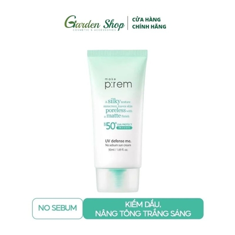 Kem Chống Nắng Nâng Tone, Kiềm Dầu Make Prem UV Defense Me No Sebum Sun Cream SPF50+ PA+++ 50ml
