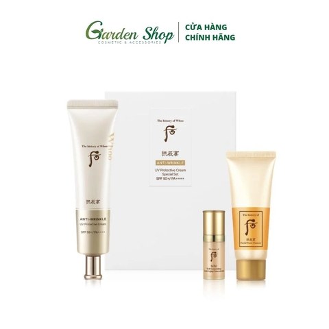 Bộ Kem Chống Nắng Chống Nhăn Whoo Gongjinhyang Anti - Wrinkle UV Protective Cream Special Set Upsize 75ml