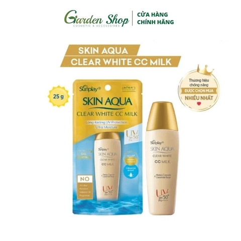 Sữa Chống Nắng Tạo Nền Trắng Mịn Sunplay Skin Aqua Clear White CC Milk SPF50+/PA++++ 25g
