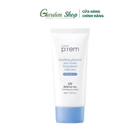 Kem Chống Nắng Vật Lý Cho Da Nhạy Cảm Make P:rem UV Defense Me Calming Sun Cream SPF50+ PA++++ 50ml