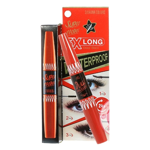 Mascara nối mi 2 đầu Super Model 5X Long Deep Black Warterproof 4,5g + 1,2g