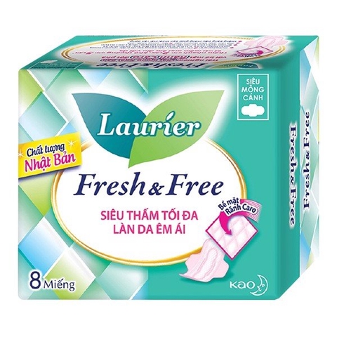Băng Vệ Sinh Ban Ngày Siêu Mỏng Cánh 22cm Laurier Fresh & Free - 8 Miếng