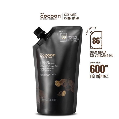 [Túi 600ml] Tẩy Da Chết Body Làm Đều Màu Da Và Dưỡng Mịn Da Chiết Xuất Cà Phê Dak Lak The Cocoon Dak Lak Coffee Body Polish