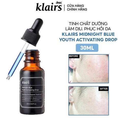 Tinh Chất Klairs Dưỡng Ẩm, Phục Hồi Da Ban Đêm Midnight Blue Youth Activating Drop 20ml