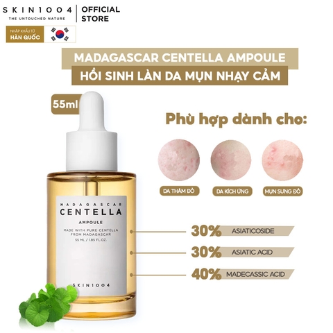 Tinh Chất Rau Má Trị Mụn, Phục Hồi Da Skin1004 Madagascar Centella Asiatica 100 Ampoule 55ml