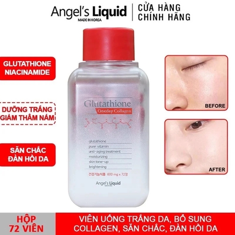 Viên Uống Trắng Da, Giúp Da Săn Chắc Angel's Liquid Glutathione Oneday Collagen 72 Viên