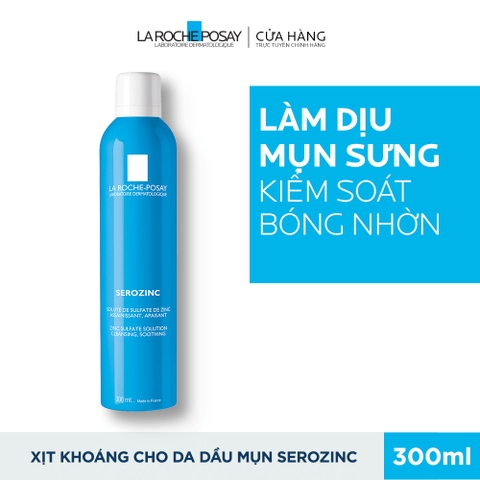 Xịt Khoáng La Roche-Posay Làm Sạch & Dịu Da Dầu Mụn Serozinc Zinc Sulfate Solution Cleansing, Soothing 300ml
