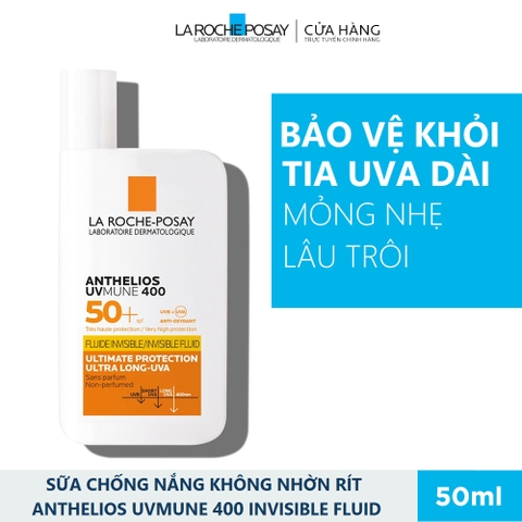 Kem Chống Nắng Dạng Sữa Không Nhờn Rít Cho Da Nhạy Cảm La Roche-Posay Anthelios Invisible Fluid SPF50+ 50ml