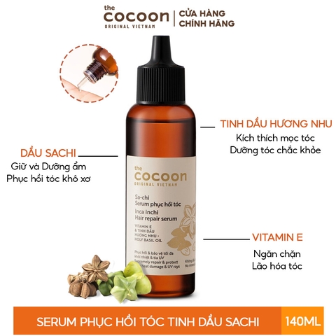 Tinh Chất Dưỡng Tóc Cocoon Hỗ Trợ Phục Hồi & Bảo Vệ Sa-chi Hair Repair Serum 70ml