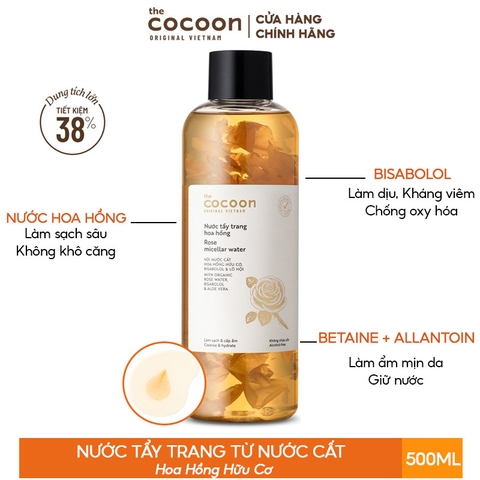 Nước Tẩy Trang Hoa Hồng Cocoon Làm Sạch & Cấp Ẩm 500ml