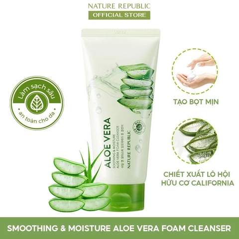 Sửa Rửa Mặt Lô Hội Nature Republic Soothing & Moisture Aloe Vera Foam Cleanser 150ml