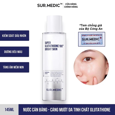 Nước Hoa Hồng Dưỡng Trắng Da Sur.Medic+ Super Glutathione 100 Bright Skin 145ml