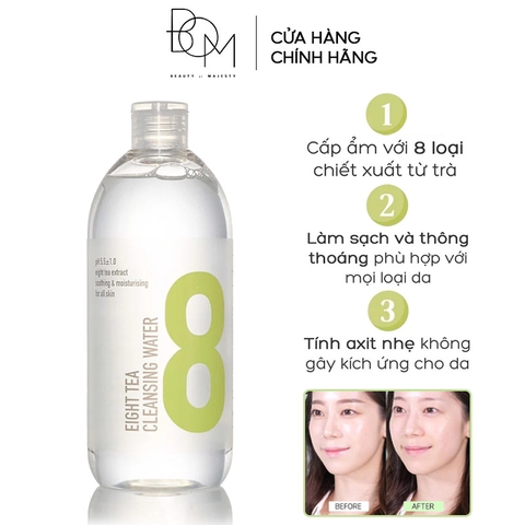 Nước Tẩy Trang 8 Loại Trà B.O.M Eight Tea Cleansing Water 500ml