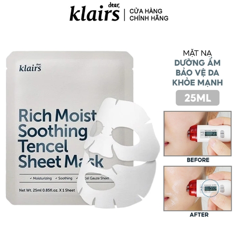 Mặt Nạ Dưỡng Ẩm Klairs Rich Moist Soothing Tencel Sheet Mask 25ml