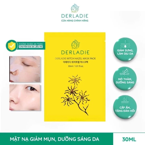 Mặt Nạ Derladie Cây Phỉ Giảm Mụn, Dưỡng Sáng Da Witch Hazel Mask Pack 30ml