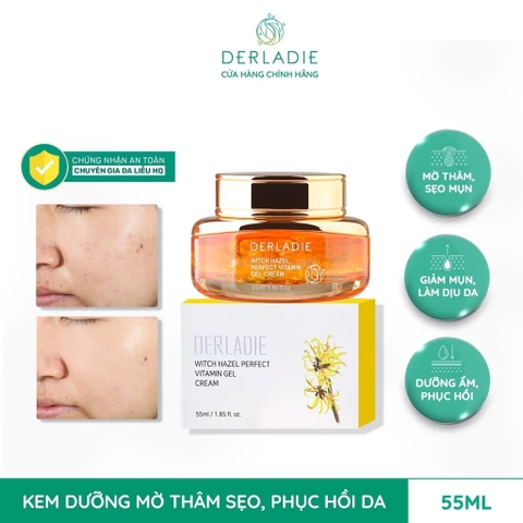 Kem Dưỡng Derladie Cây Phỉ Ngừa Mụn, Giảm Thâm Witch Hazel Perfect Vitamin Gel Cream 55ml