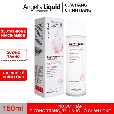 Nước Thần Dưỡng Trắng, Thu Nhỏ Lỗ Chân Lông Angel's Liquid Glutathione + Niacinamide 7Day Whitening Program 700V Essence 150ml