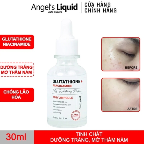 Tinh Chất Truyền Trắng Trị Nám Chuyên Sâu Angel's Liquid Glutathione + Niacinamide 700 V-Ampoule 30ml