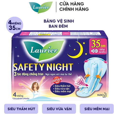 Băng Vệ Sinh Ban Đêm Nhiều 35cm Laurier Safety Night - 4 Miếng