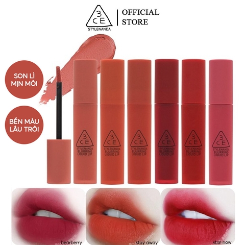 Son Kem Lì, Mịn Mượt Nhẹ Môi Siêu Xinh 3CE Blurring Liquid Lip 5.5g