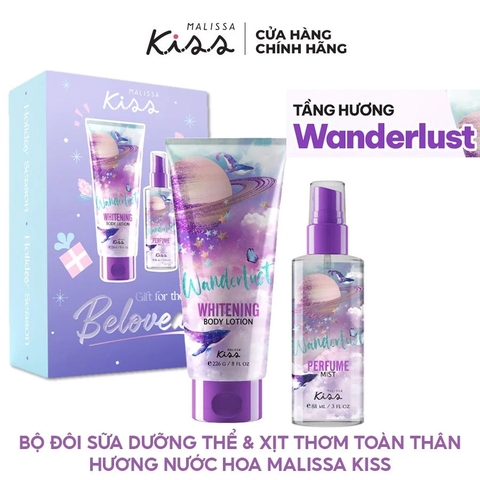 Bộ Quà Tặng Malissa Kiss For Beloved Wanderlust 3 Món Body Lotion 226g + Body Mist 88ml + Tote Bag
