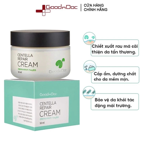 Kem Dưỡng Da Cấp Ẩm, Làm Dịu Da, Phục Hồi Da, Giảm Thâm Nám GoodnDoc Centella Repair Cream 50ml