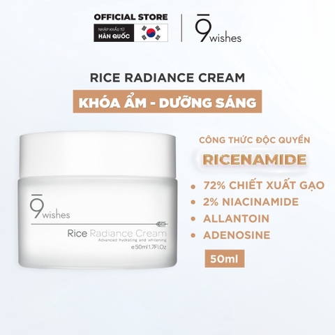 Kem Dưỡng Ẩm, Làm Sáng Da Chiết Xuất Gạo 9 Wishes Rice Radiance Cream 50ml