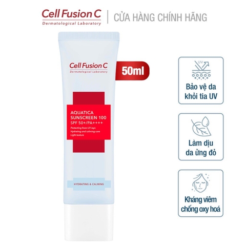 Kem Chống Nắng Cấp Ẩm, Làm Dịu Da, Cho Da Khô & Hỗn Hợp Thiên Khô Cell Fusion C Aquatica Sunscreen 100 SPF 50+/PA++++ 50ml