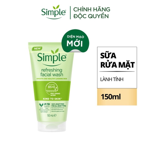 Sữa Rửa Mặt Dịu Nhẹ, Dành Cho Da Nhạy Cảm Simple Kind To Skin Refreshing Facial Wash 150ml