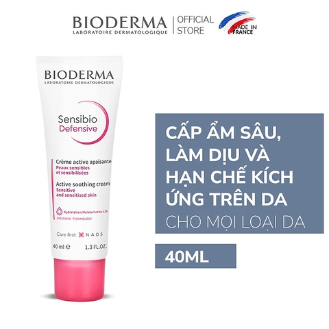Kem Dưỡng Ẩm Làm Dịu Da, Phục Hồi Da Cho Da Nhạy Cảm Bioderma Sensibio Defensive Cream 40ml
