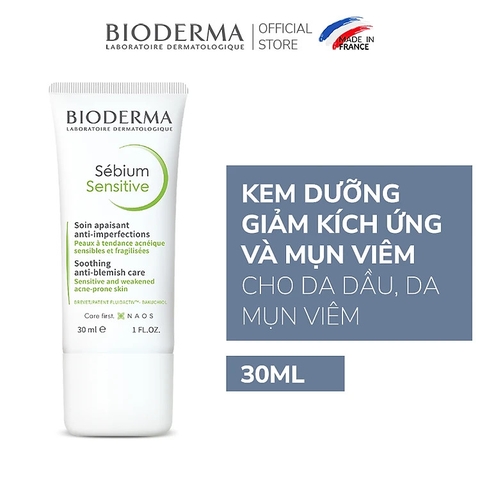 Kem Dưỡng Bioderma Sébium Sensitive Cho Da Mụn Nhạy Cảm 30ml