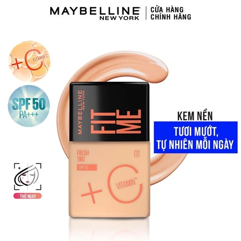 Kem Nền Căng Mướt Maybelline Fit Me Fresh Tint Vitamin C Foundation SPF50 PA+++ 30ml