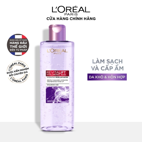 Nước Tẩy Trang Làm Sạch Và Siêu Cấp Ẩm L'oreal Revitalift Hyaluronic Acid Hydrating Micellar Water 400ml