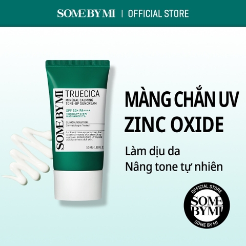 Kem Chống Nắng Nâng Tone Da Rau Má Truecica Mineral Calming Tone-up SPF50+ PA++++ 50ml