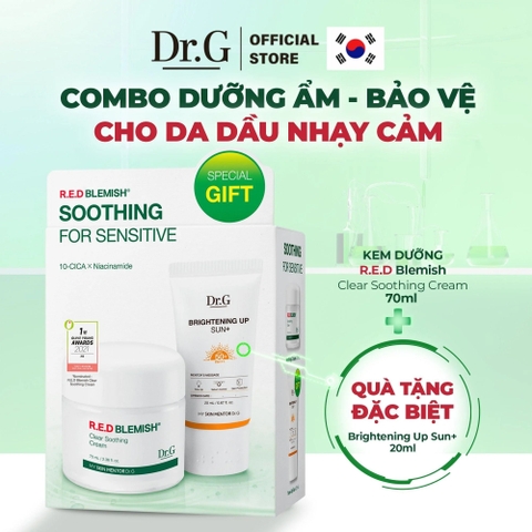 COMBO Dr.G R.E.D Blemish Clear Soothing​​​​​​​ Bonus Set (Kem Dưỡng 70mL + Kem Chống Nắng 20mL)