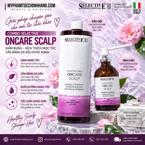 Combo gội và xịt giảm rụng SELECTIVE PROFESSIONAL ONCARE SCALP REVITALIZING  950ML + 180ML