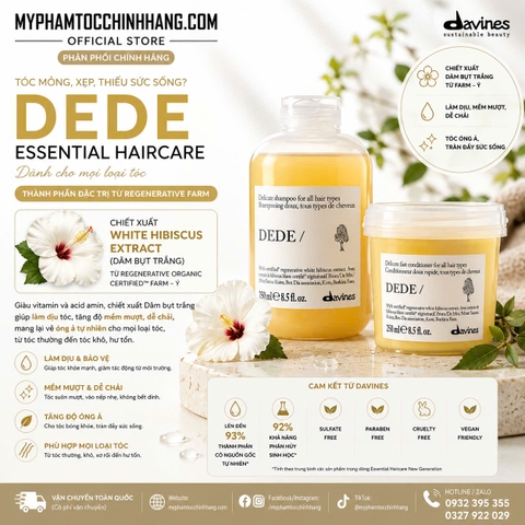 Dầu gội xả Davines DEDE làm sạch dịu nhẹ hàng ngày 250ml