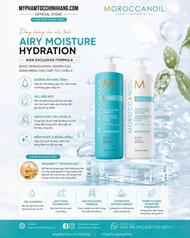Dầu Gội & Dầu Xả Dưỡng Ẩm Siêu Nhẹ Moroccanoil Hydration Airy Moisture 250ml/ 500ml/ 1000ml