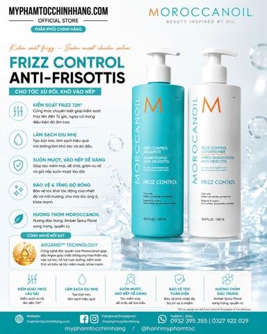Dầu Gội, Dầu Xả Moroccanoil Suôn Mượt Kiểm Soát Xù Frizz Control Shampoo, Conditioner