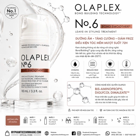 Kem dưỡng tócOLAPLEX số 6 (Olaplex No.6 Bond Smoother Leave-In Styling Treatment) 20ml 100ml