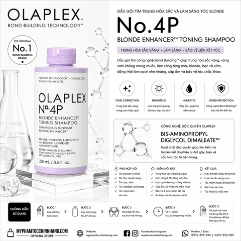 Bộ đôi chăm sóc tóc tím chuyên dụng cho tóc tẩy, tóc sáng màu OLAPLEX No.4P và OLAPLEX No.5P